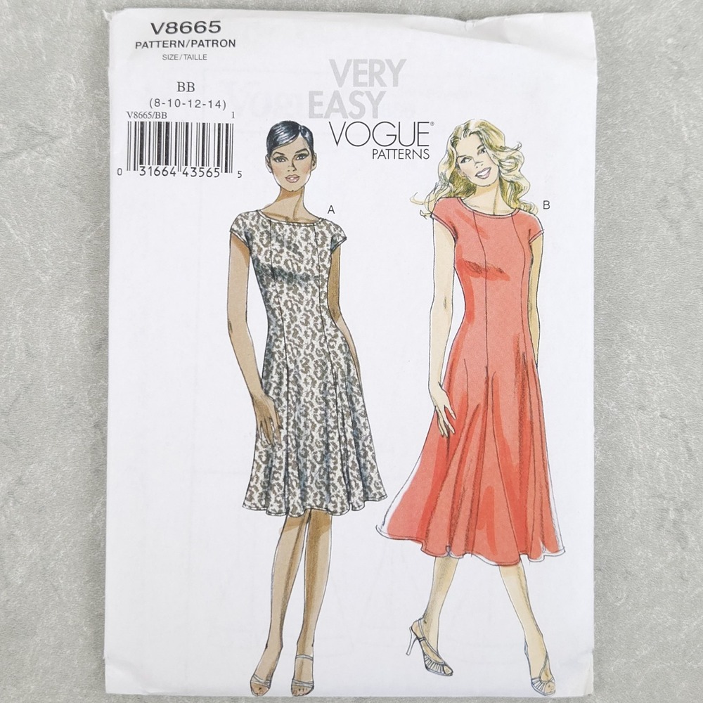 Vogue V8665 Misses Petite Princess Seam Dress Sewing Pattern Fit Flare EZ 8-14